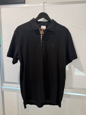Burberry Black Polo with Signature Check Trim - Men